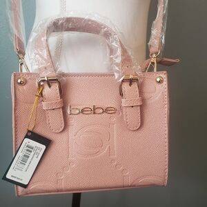 Bebe Blush Pink Zenia Embossed Mini Satchel Bag